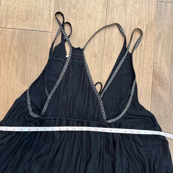 Free People Lovers Cove Mini Dress Black Sz L‎ Embroidered Festival Boho - Picture 11 of 15